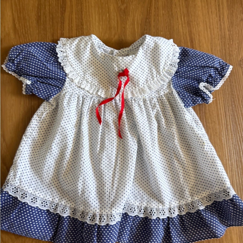 Sears Blue and White Polka Dot Kids Casual Dress